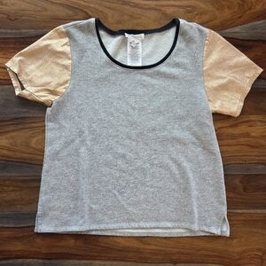 BCBGeneration Ladies Gray and Gold Short Sleeve Top Medium